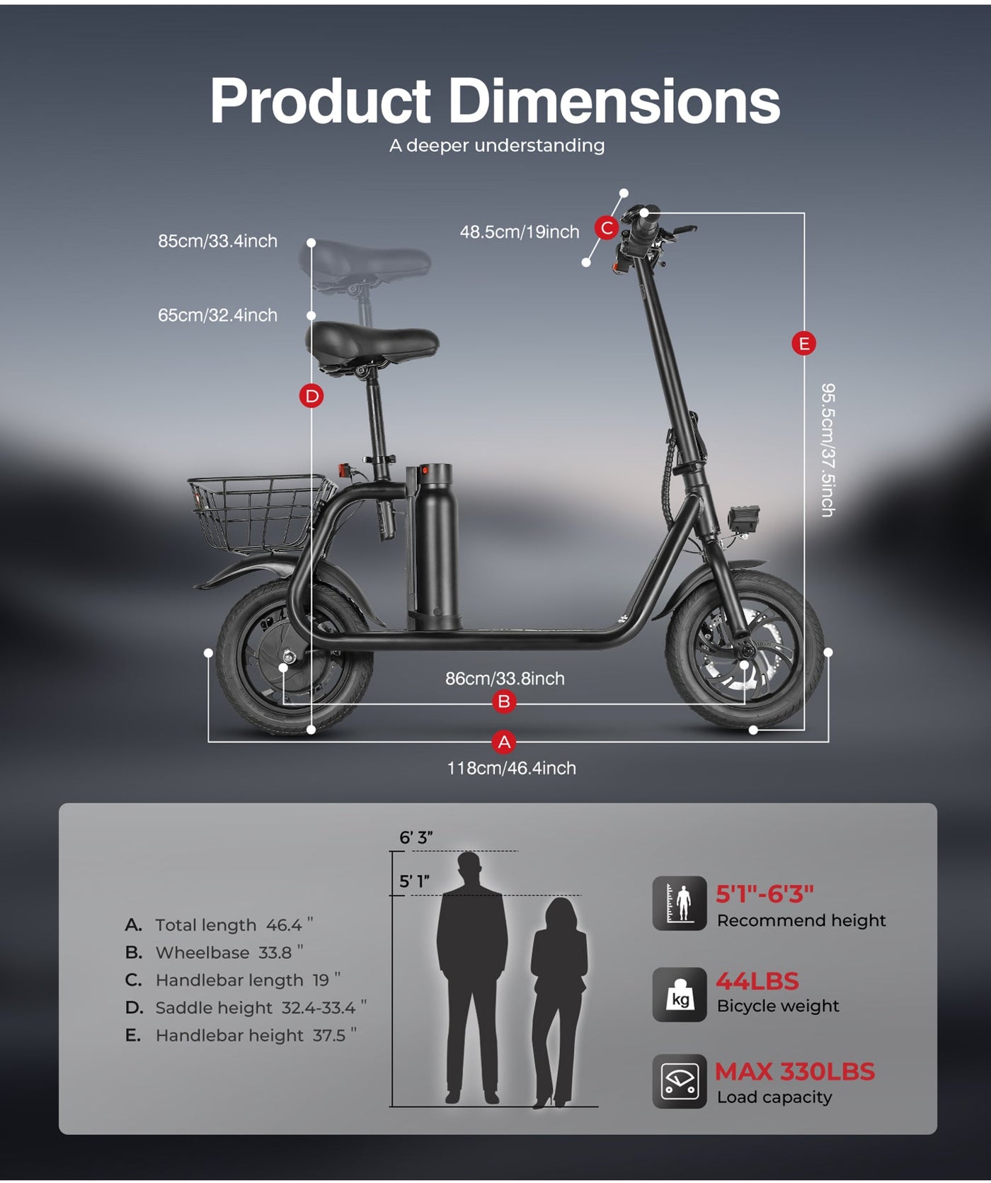 SM-C01 Foldable Electric Scooter with Seat